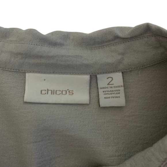 CHICO'S Light Gray‎ Long Sleeve Blouson Shirt Dress - Picture 14 of 15